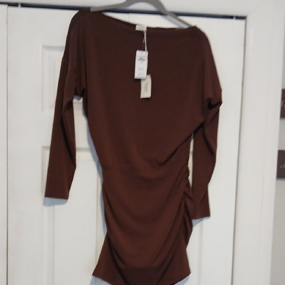 Abercrombie & Fitch Chocolate Brown Long-Sleeve Mini Dress
